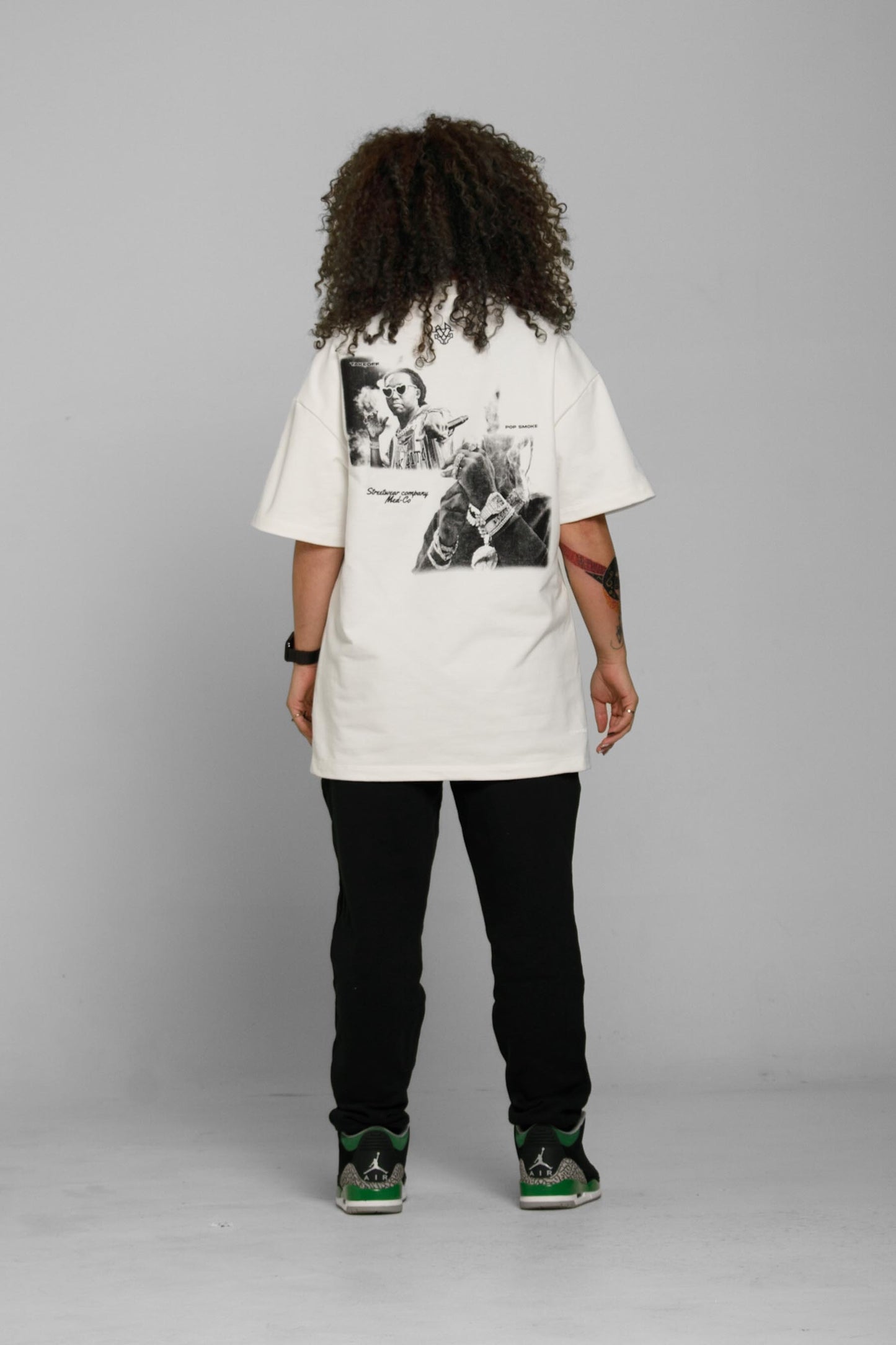 TRIBUTE Pop Smoke & Take Off T-shirt Beige (Mujer)