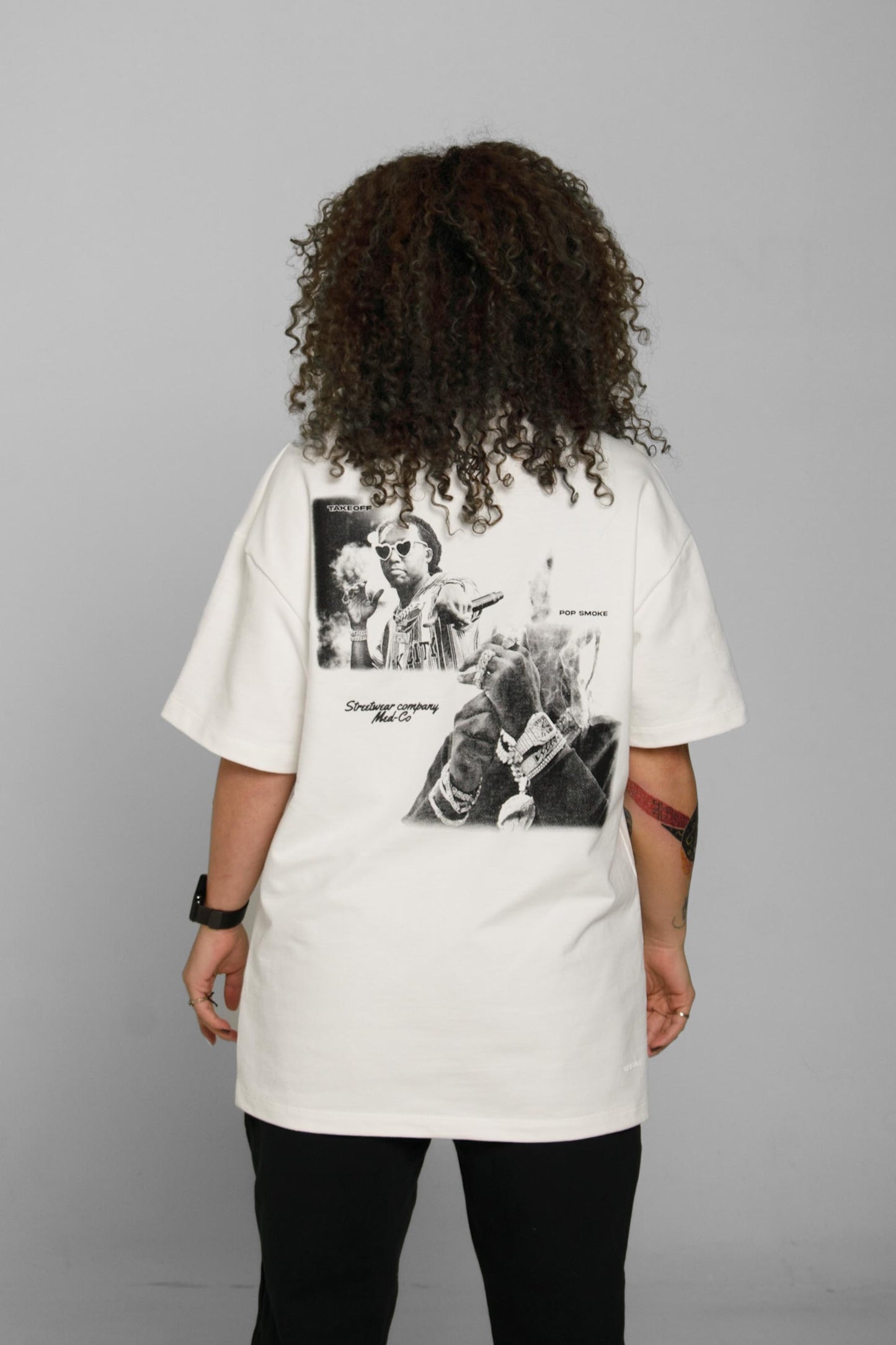 TRIBUTE Pop Smoke & Take Off T-shirt Beige (Mujer)
